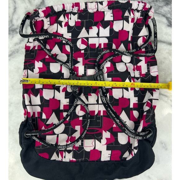 Backpack Under Armour Drawstring Pink Gray and Black Lightweight Bag Unisex - Picture 9 of 10